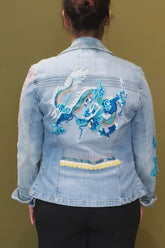 Turquoise Dragon Denim Jacket